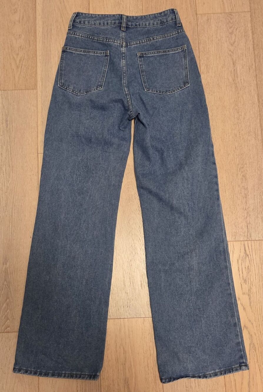 PrettyLittleThing Bow Wide Leg Jeans Size 0 Y2K Coquette - Picture 2 of 11